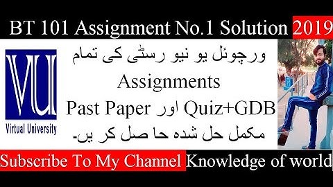BT 101 Assignment No.1 Solution 2019 // knowledge of world