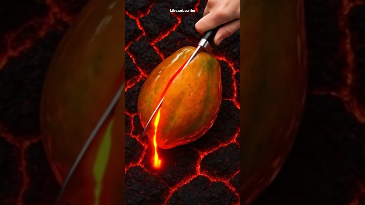 Lava papaya slice 🔥🥭 So juicy & satisfying! 
