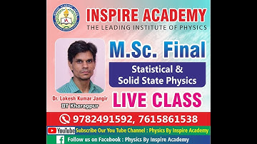 M.Sc Final  Statistical & Solid State Physics [ Lecture -02 ]