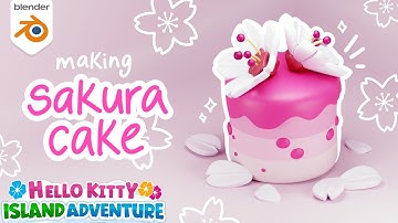Making the Sakura Cake 🌸| Hello Kitty Island Adventure | Blender 3D Timelapse