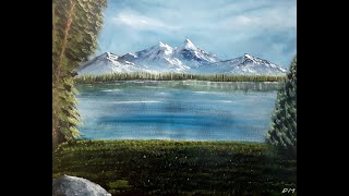 Work Along Wednesday - Peace and Quiet - Mountain Lake and Trees Painting