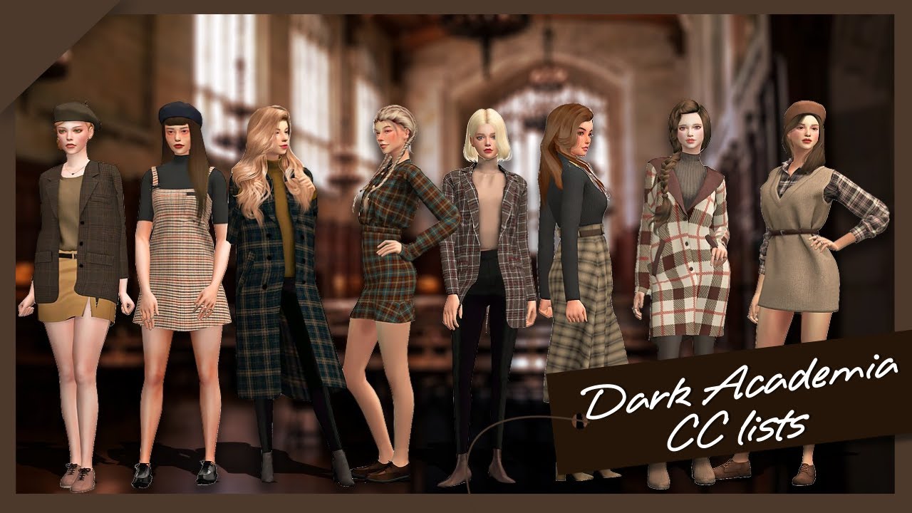 Dark Academia Lookbook📚 Cc Lists The Sims 4 Youtube