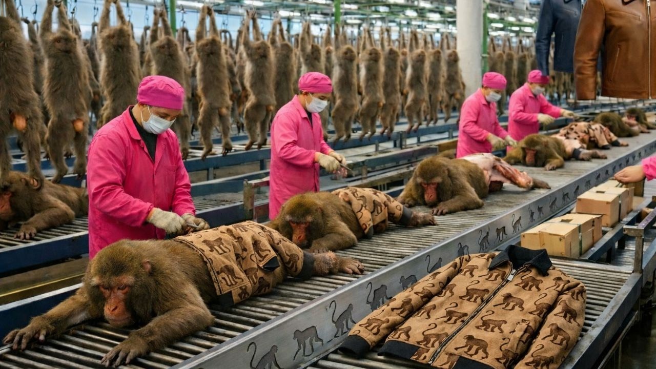 “Inside Monkey pattren Leather Jacket Factory | Shocking Luxury Process!” 🧥