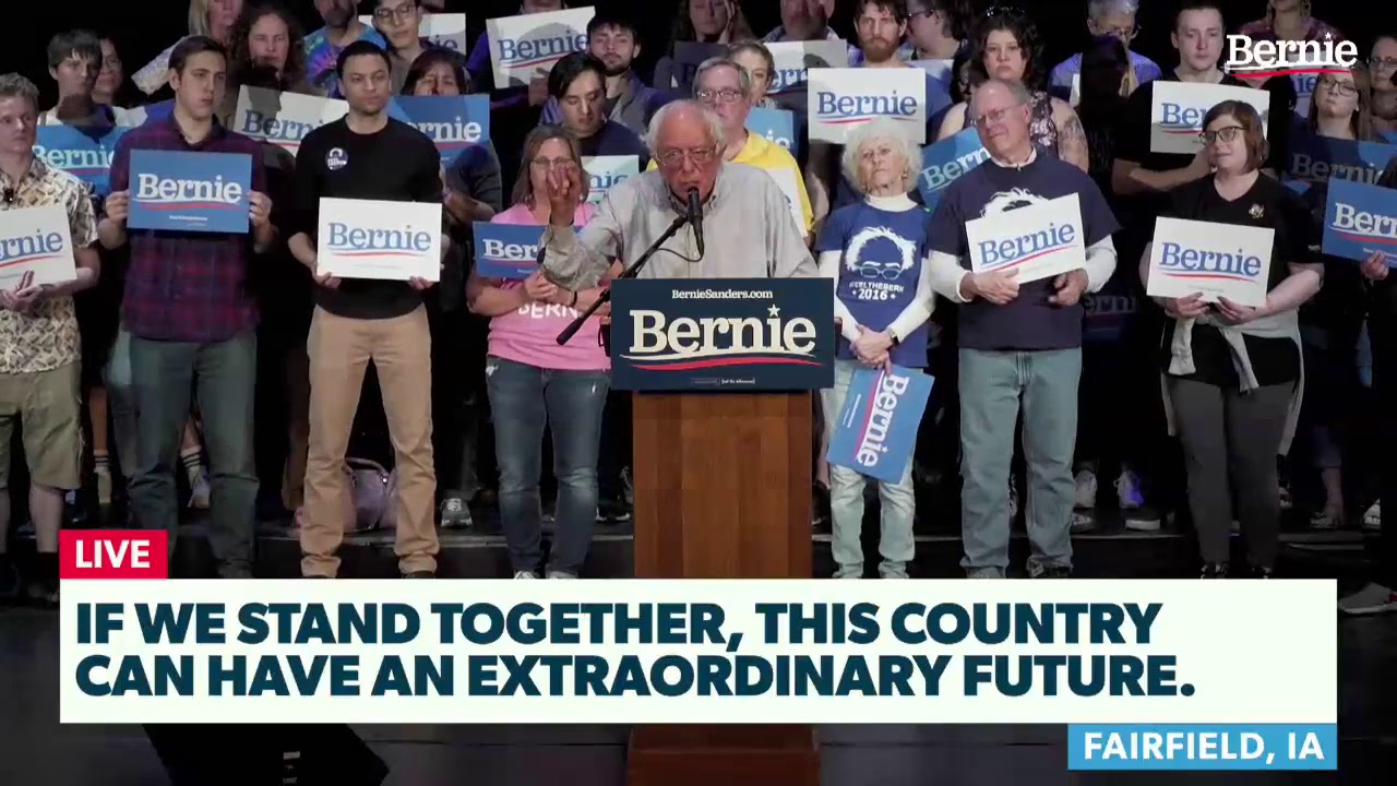Bernie Rallies Supporters in Fairfield, Iowa - YouTube