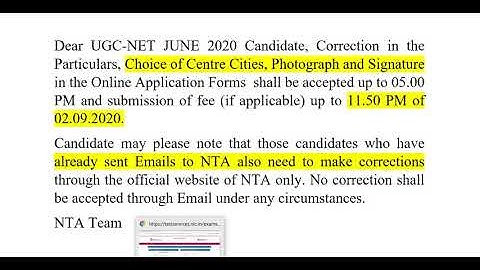 UGC NTA NET JUNE 2020 Correction