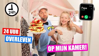 24 UUR OVERLEVEN in MIJN KAMER - CHALLENGE!! [Met Telefoon Horloge en Bediende!] ♥DeZoeteZusjes♥