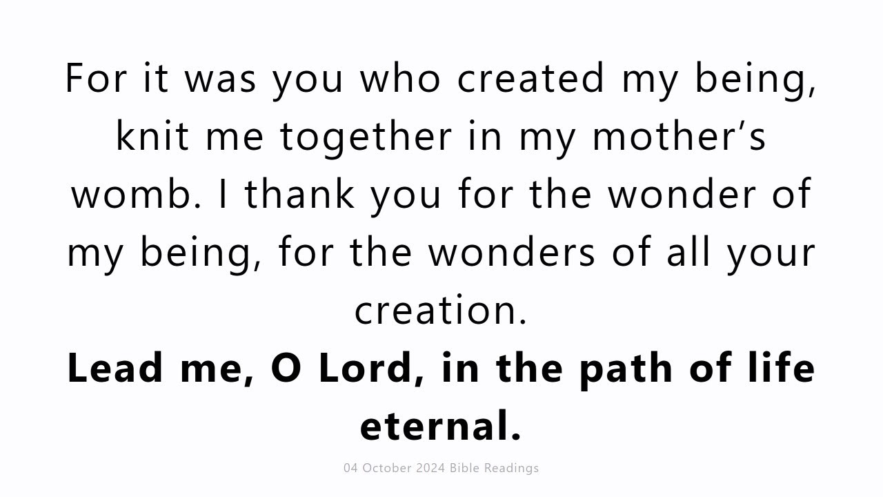 4 October 2024 Catholic Mass Bible Readings - YouTube