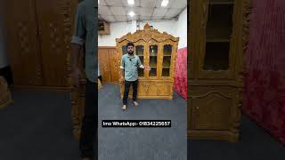 শোকেস ডিজাইন অরিজিনাল সেগুন কাঠের। Wardrobe price in Bangladesh.  #bdfurniture #viralvideoshorts