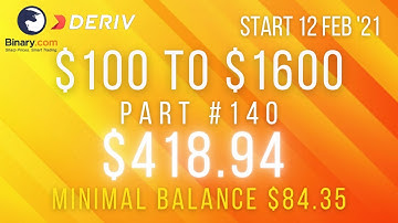 Part #140 $418.94 Done $100 to $1600 free bot binary.com deriv profit consistent digit differ