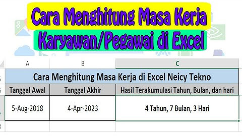 Cara Menghitung Masa Kerja Karyawan / Pegawai di Excel