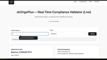 zkOrigoPlus — Multi-Chain Compliance API Demo (AML, KYC, ISO20022, RWA, ZK, CBP)