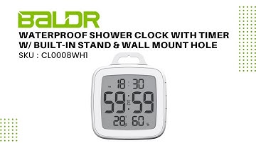 Waterproof Shower Clock w/ Timer for Bathroom - Displays Time, Temperature & Indoor Humidity
