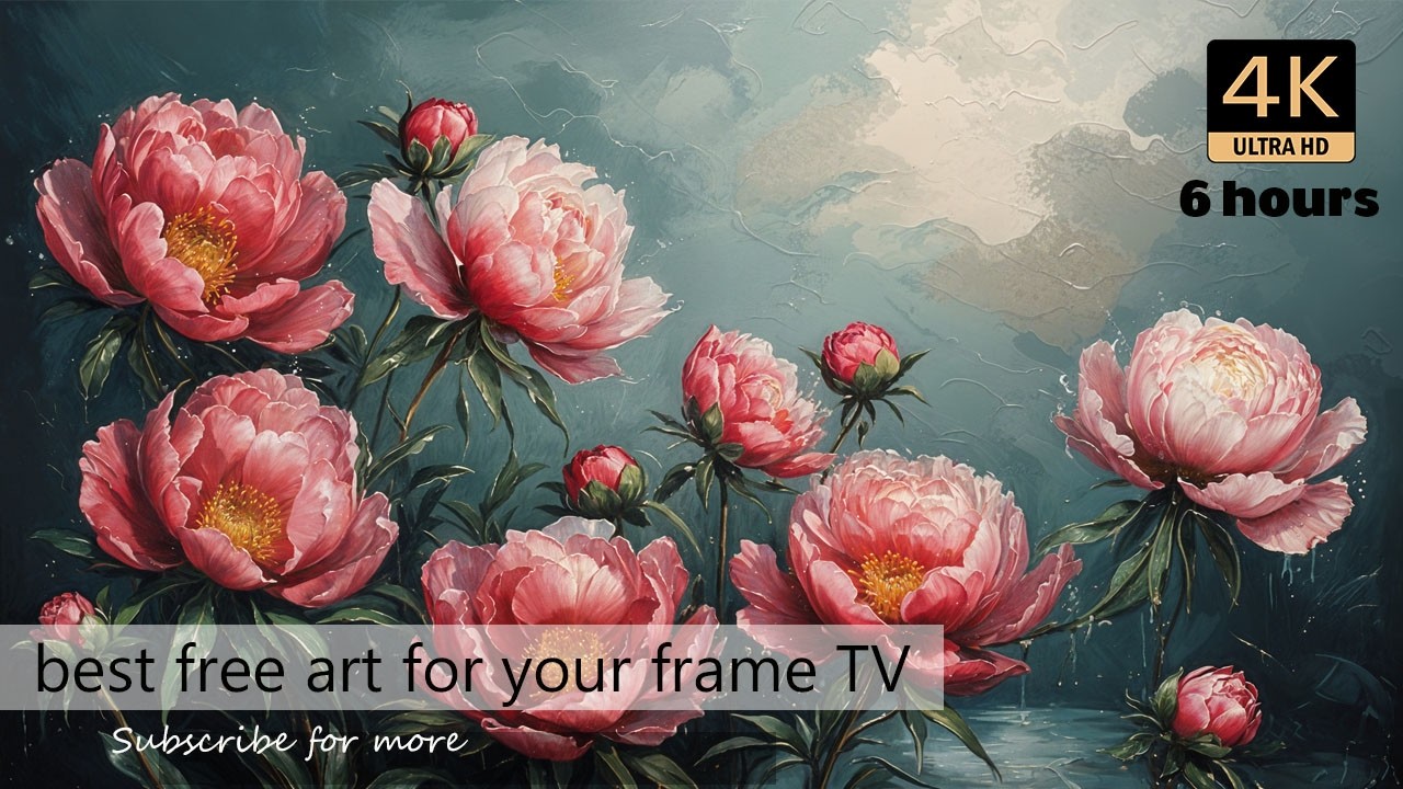 Blooming Pink Peonies | 4K Ultra HD Frame TV Art | Elegant Floral Wall Display