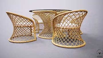 Rattan Furniture Set 3D Model Turntable
