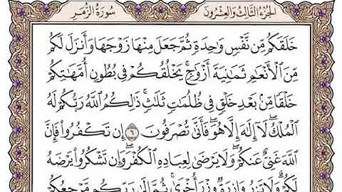 تلاوة سورة الزمر من ٦-٨