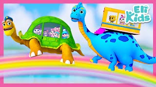 dinosaur vs turtle race jurassic zoo eli kids songs nursery rhymes