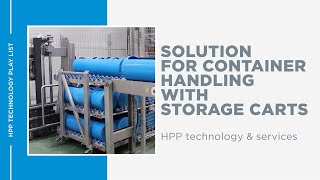 Solution for HPP container handling with storage carts
