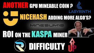 New coin uses KawPow, Kaspa Miner ROI, Nicehash to list more algo's to mine? Radiant difficulty up