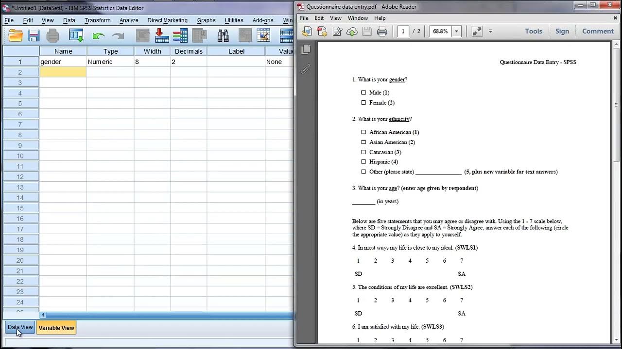 SPSS Questionnaire Survey Data Entry Part 1 - YouTube