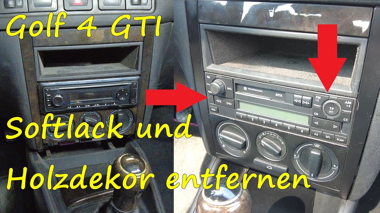 Golf 4 SOFTLACK entfernen/ 2 Din Radio einbauen/ Getränkehalter ausbauen 