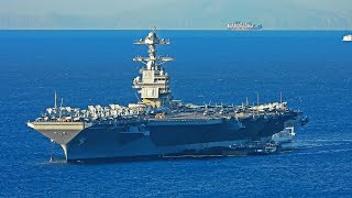 USS Gerald R. Ford (CVN-78) supercarrier in Athens - July 2023