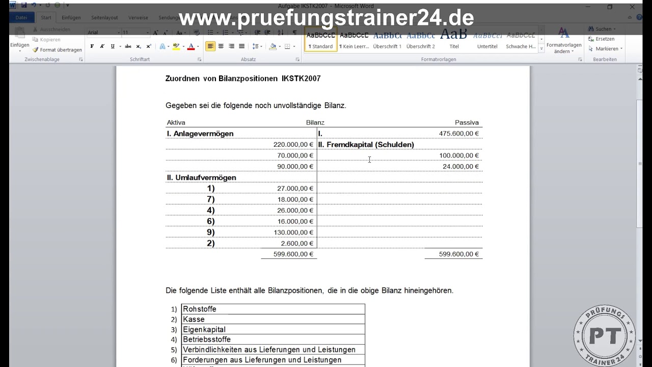 Aufbau Der Bilanz