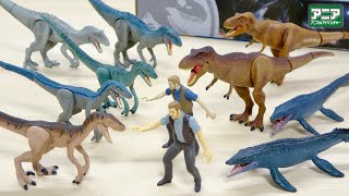 アニア 映画【ジュラシック・ワールド（2015年）】 最終決戦をイメージしたカラーの恐竜フィギュアにオーウェンが入った豪華セットファイナルバトルセット