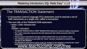 SQL Training - Structured Query Language Tutorial - The TRANSACTION Statement Lesson