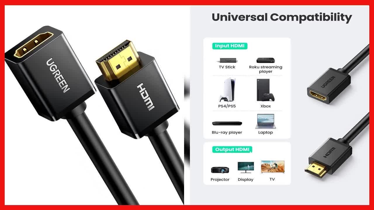 UGREEN HDMI Extension Cable 4K HDMI Extender Male to Female Compatible with  Nintendo Switch Xbox One 