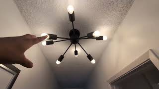 VINLUZ 8 Light Sputnik Chandelier Black Mid Century Modern Ceiling Light Review