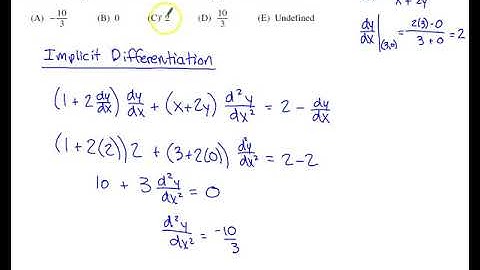 2012 AP Calculus AB Multiple Choice #27 - 2nd Derivative with Implicit Differentiation