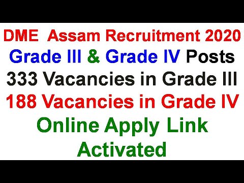 Download DME  Assam Recruitment 2020 Grade III & Grade IV Posts Online Apply Link Activated