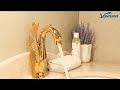 Vouruna luxurious golden swan shape bathroom faucet elegant basin mixer tap