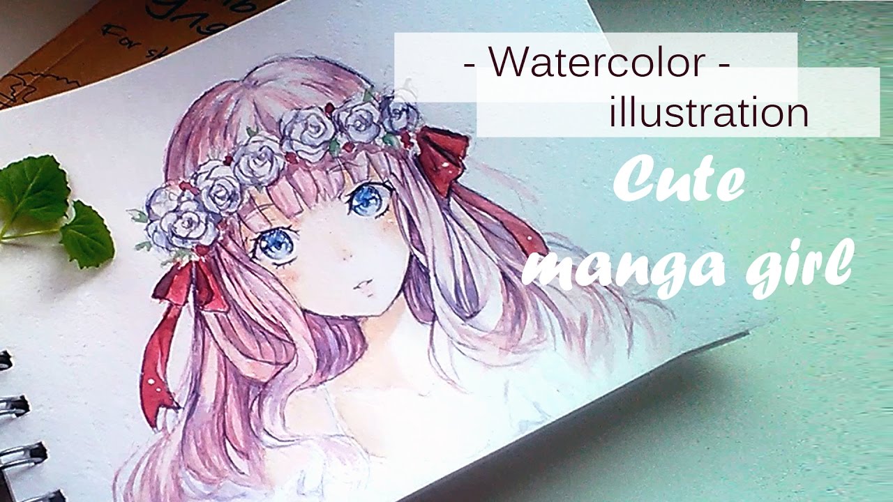 Watercolor Painting Timelapse Manga girl - YouTube
