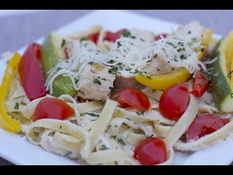 Chicken Vegetable Fettuccine Alfredo Recipe - Home Date Night!