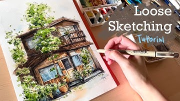 Loose Ink and Watercolor Sketching Basics | Real time sketching tutorial