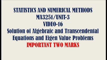 Statistics and Numerical Methods Unit-3 2 MARKS | video-15