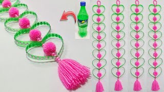 EASY PLASTIC BOTTLE TORAN /DIY PLASTIC BOTTLE CRAFT IDEAS/EASY BOTTLE ART/WOOLEN WALL HANGING DECOR