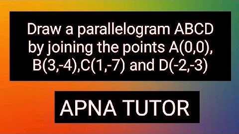 DRAW A PARALLELOGRAM ABCD BY JOINING THE POINTS A(0,0),B(3,-4),C(1,-7) and D(-2,-3)