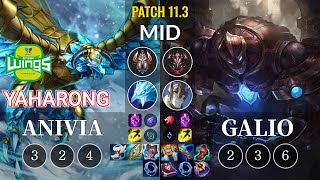 JAG Yaharong Anivia vs Galio Mid - KR Patch 11.3