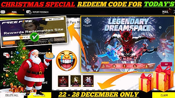 FREE FIRE REDEEM CODE TODAY 22 DECEMBER REDEEM CODE FREE FIRE | FF REDEEM CODE TODAY 22 DECEMBER