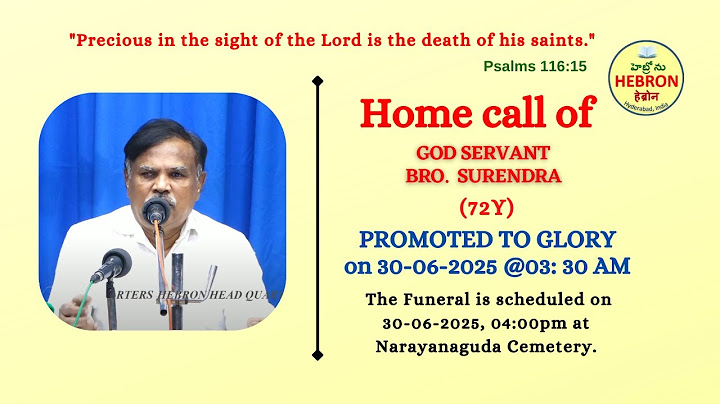 HOME CALL OF BRO. SURENDRA (30-06-2025) || HEBRON HEADQUARTERS LIVE