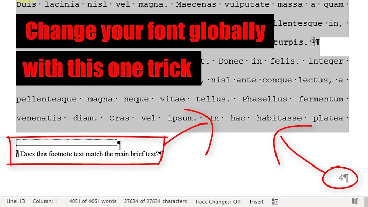Change document font in Microsoft Word in one step
