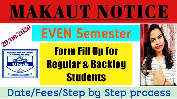 Regular/BackPaper Students Of MAKAUT || Form Fill Up For End Semester (Even).