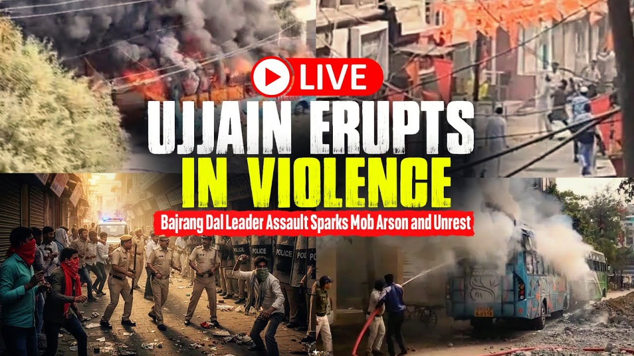 Live | Ujjain Erupts in Violence: Bajrang Dal Leader Assault Sparks Mob Arson and Unrest