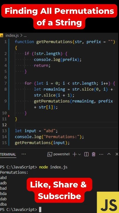 #18: Find All Permutations of a String (JavaScript) 🔠 - YouTube