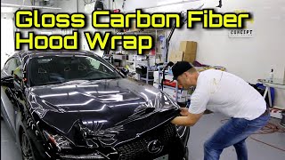 5D GLOSS CARBON FIBER WRAP HOOD VINYL WRAP | LEXUS RCF WRAP