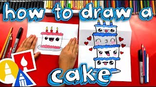 how to draw a birthday cake tower with folding