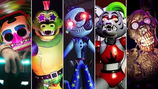 FNAF Security Breach  All Boss Fights (Better Lighting & Retextured)