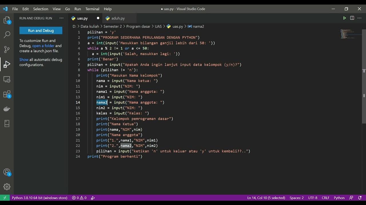 Program perulangan (while) dengan python - YouTube
